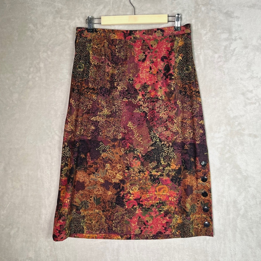 Vintage Midi Skirt Size 10 Floral Cottagecore Buttons Christopher & Banks